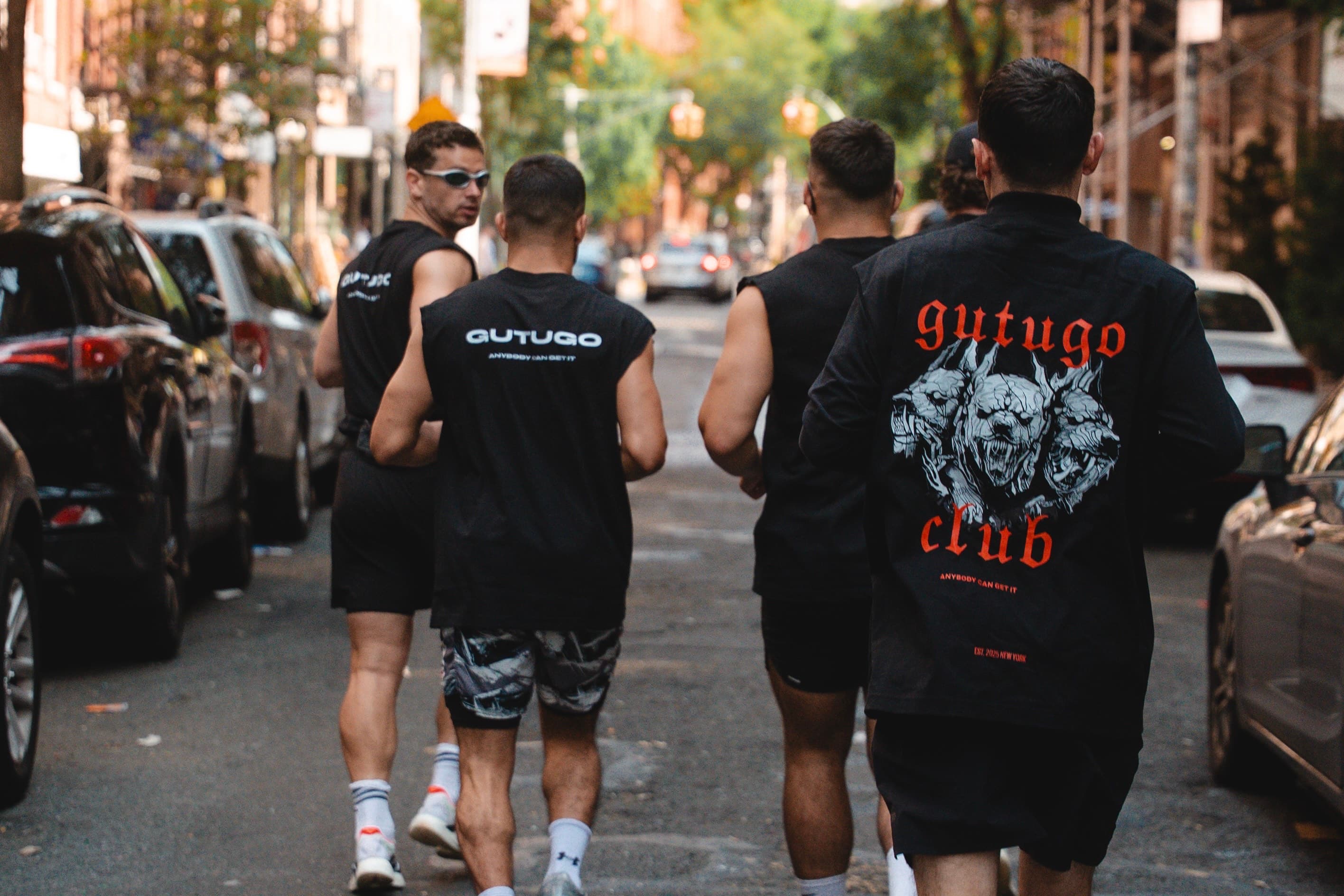 NYC running scene with runners on city streets