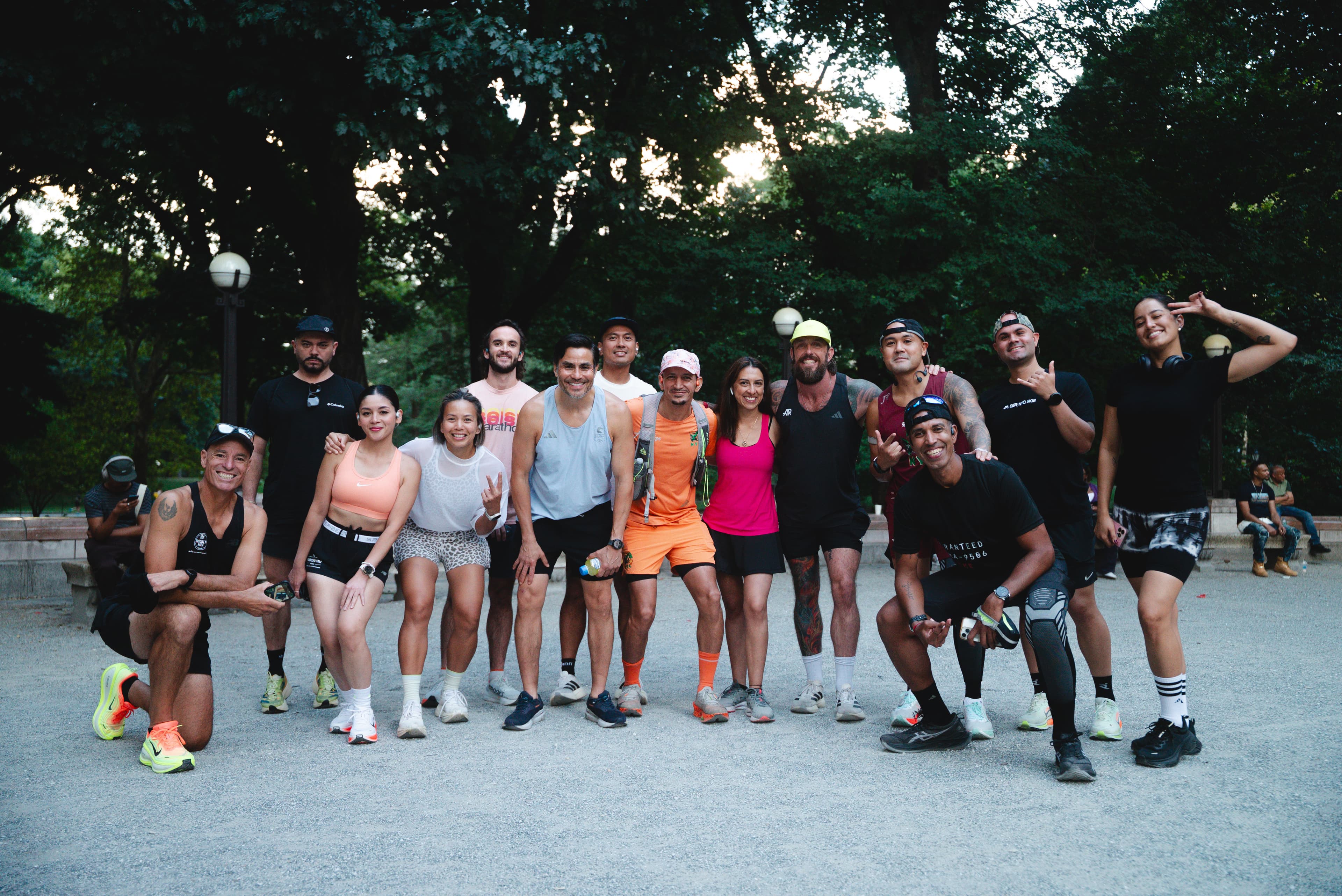 NYC running scene with runners on city streets