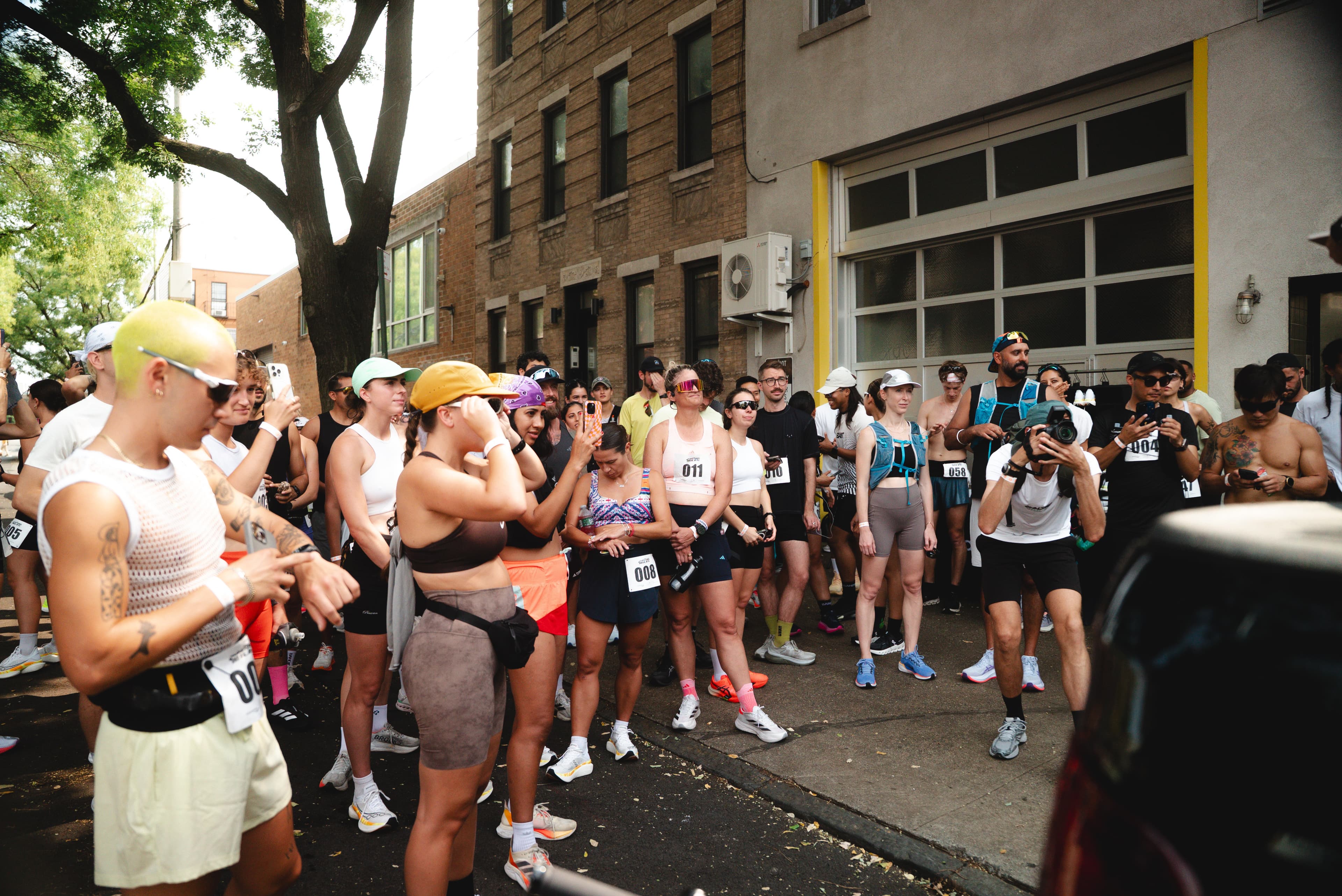 NYC running scene with runners on city streets